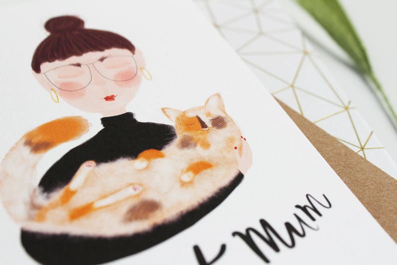 Best Cat Mum Card crazy cat lady card card for cat mums Gifts for cat people Cat Card ginger tabby cat Katy Pillinger Designs image 6