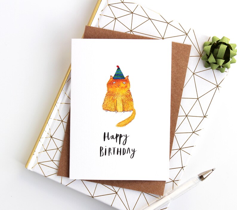 Happy Birthday Cat Card Ginger Cat Birthday Card Quirky - Etsy Norway