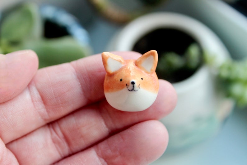 Handmade ceramic Fox Pin by Katy Pillinger Designs, UK. image 1