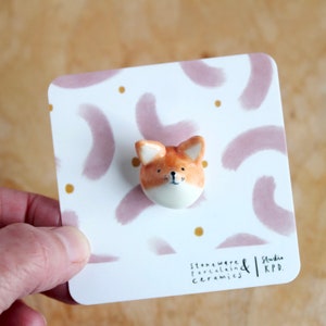 Handmade ceramic Fox Pin by Katy Pillinger Designs, UK. image 3