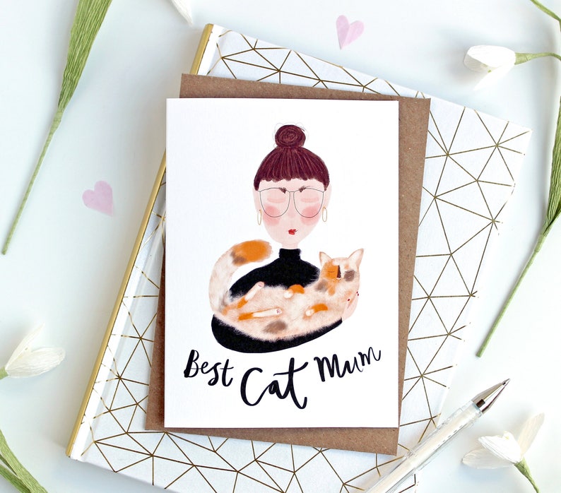 Best Cat Mum Card crazy cat lady card card for cat mums Gifts for cat people Cat Card ginger tabby cat Katy Pillinger Designs image 1