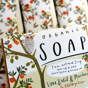 Organic Soap Bar Lime Basil & Mandarin soap gift for her, hand soap birthday gift, natural soap bar, handcrafted artisan soap plastic free image 9