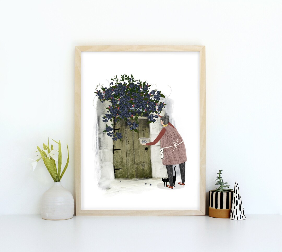 Blackberries Quirky Kitchen Wall Art Print Whimsical Children's