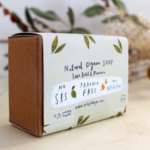 Organic Soap Bar Lime Basil & Mandarin soap gift for her, hand soap birthday gift, natural soap bar, handcrafted artisan soap plastic free image 4