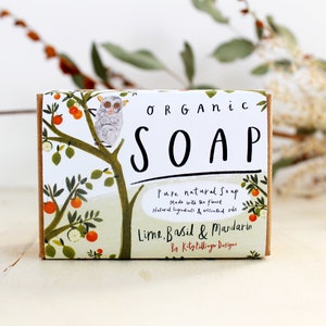 Organic Soap Bar Lime Basil & Mandarin soap gift for her, hand soap birthday gift, natural soap bar, handcrafted artisan soap plastic free image 6