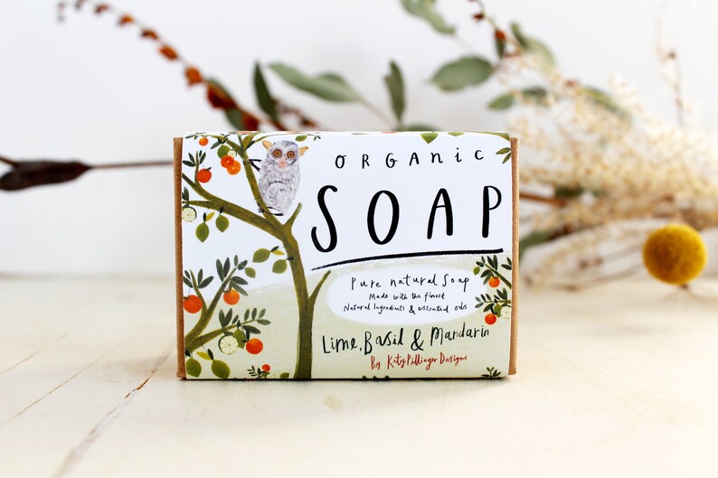 Organic Soap Bar Lime Basil & Mandarin soap gift for her, hand soap birthday gift, natural soap bar, handcrafted artisan soap plastic free image 6