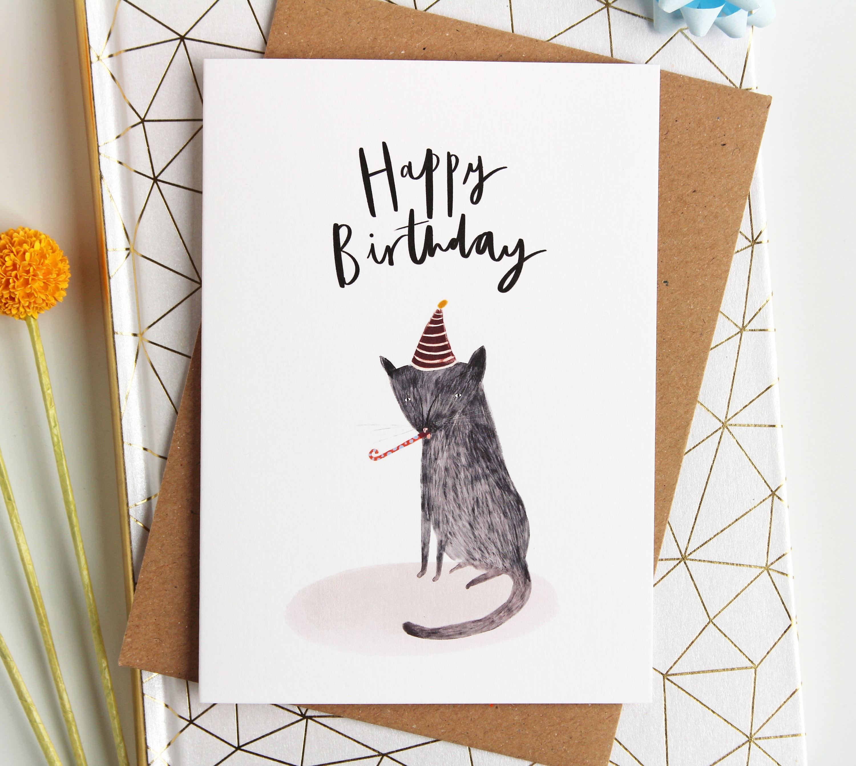Happy Birthday Grey Cat Birthday Card Cat Lover Birthday - Etsy UK