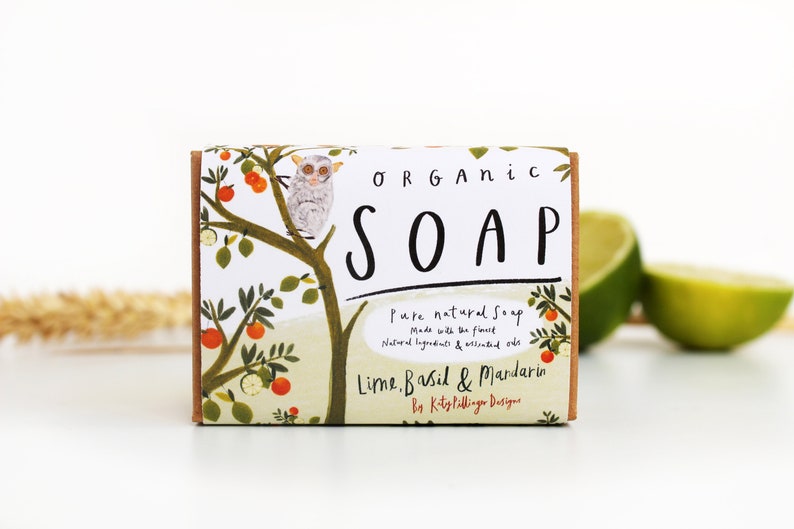 Organic Soap Bar Lime Basil & Mandarin soap gift for her, hand soap birthday gift, natural soap bar, handcrafted artisan soap plastic free zdjęcie 8