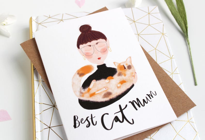 Best Cat Mum Card crazy cat lady card card for cat mums Gifts for cat people Cat Card ginger tabby cat Katy Pillinger Designs image 3