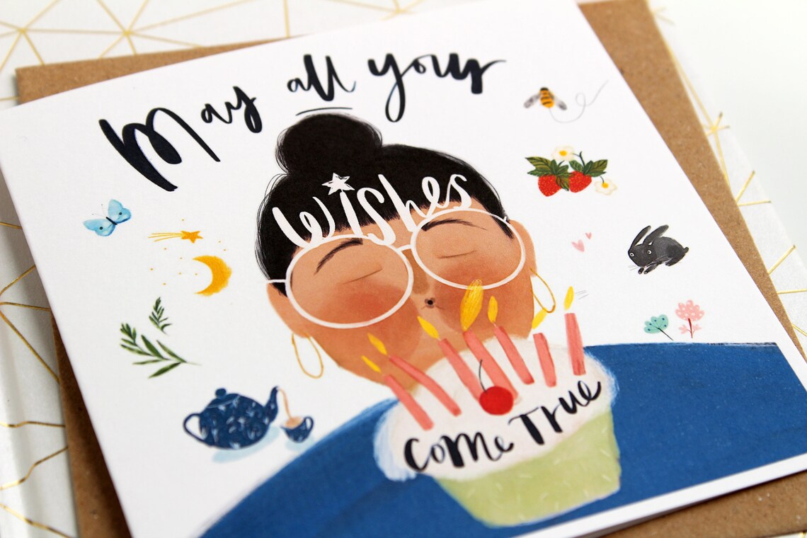 Quirky Birthday Wishes Birthday Card Fun Illustrated - Etsy