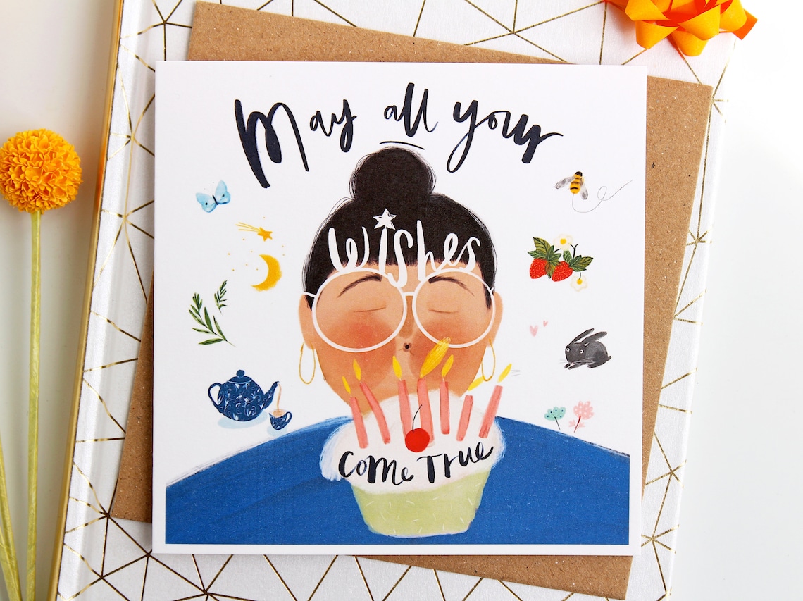 Quirky Birthday Wishes Birthday Card Fun Illustrated - Etsy