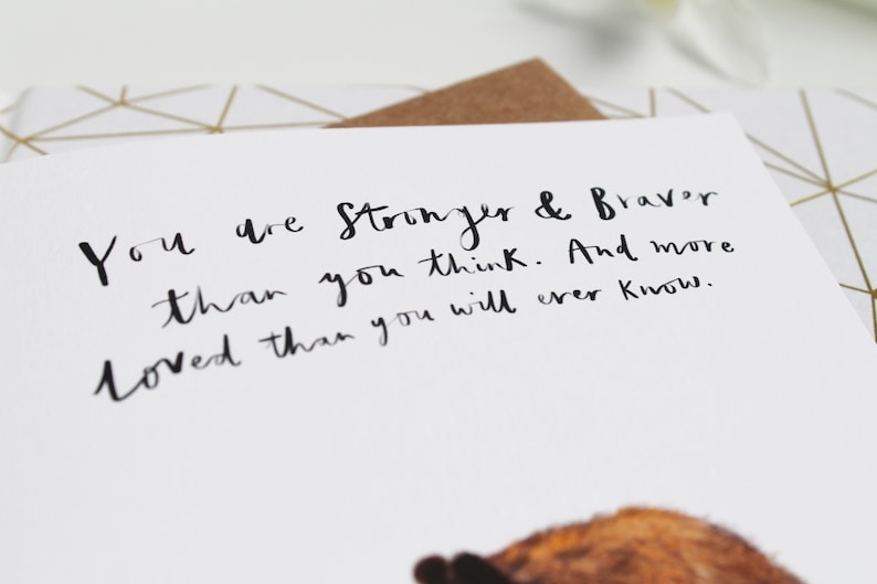 Carte d'amour illustrée Strong & Brave - Carte de pensée pour vous, Carte de rétablissement, Carte d'amour, Carte d'amitié motivante, Grizzly image 5