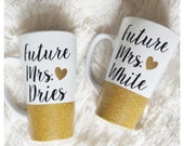 Future Mrs. - 16 oz. Ceramic Coffee Mug - Glitter Dipped