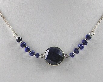 Lapis Necklace Lapis Lazuli Necklace with Sterling Silver Chain 18" Necklace