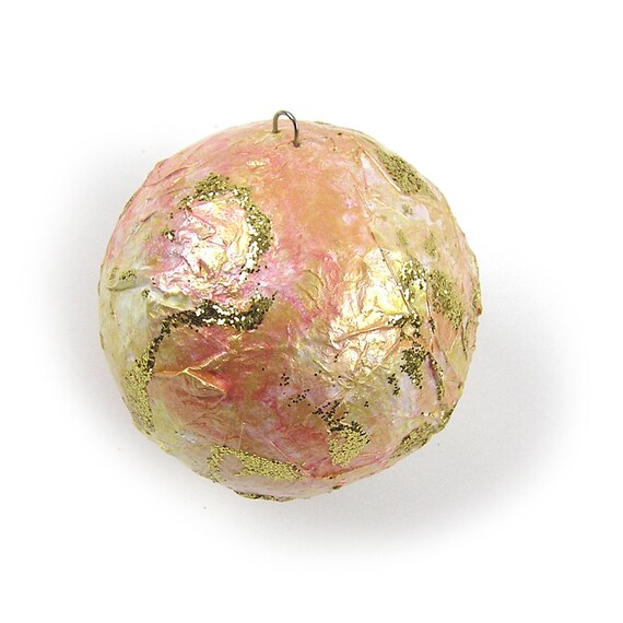 Pink And Gold Hand Decorated 3 Styrofoam Ball Ornament Etsy