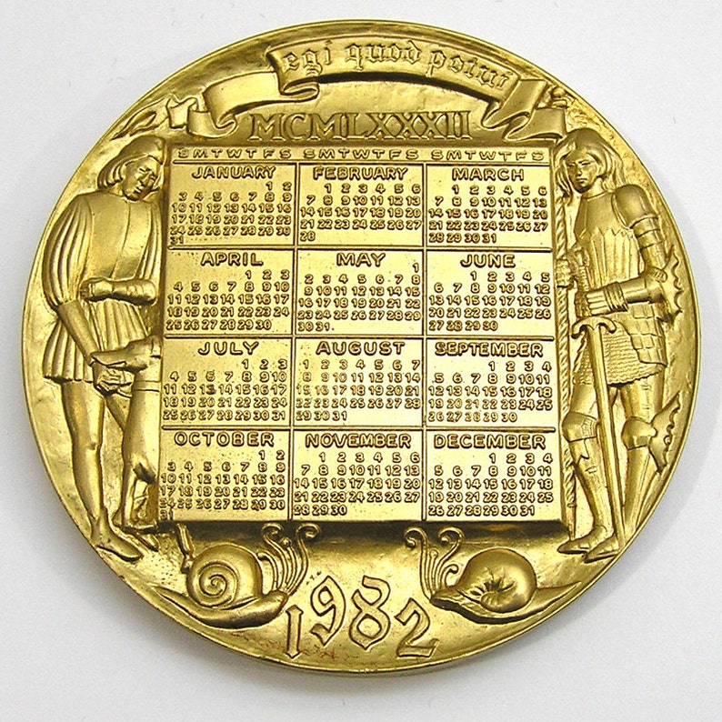 Vintage 1980s Olympics Calendar Medallion by Northrup King with Wood Stand Winter Olympics Dreamer of Dreams Calendar