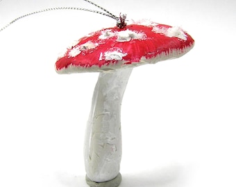 Mushroom Christmas Ornament Handmade Clay