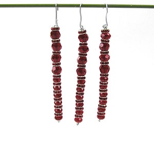 Crystal Icicle Ornament Set: Ruby Red Austrian Beads, Handmade Christmas Bling