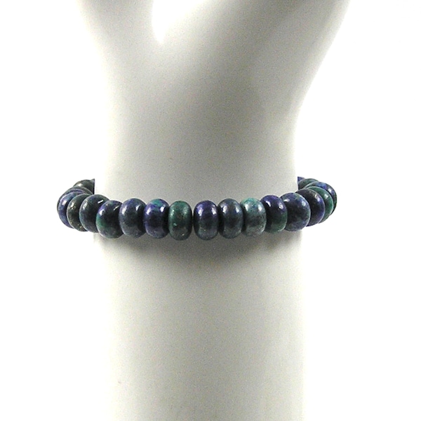 Royal Blue and Kelly Green Stretch Bracelet Chrysocolla Stone Bead Bracelet Fits up to 7 1/2 Inch Wrists