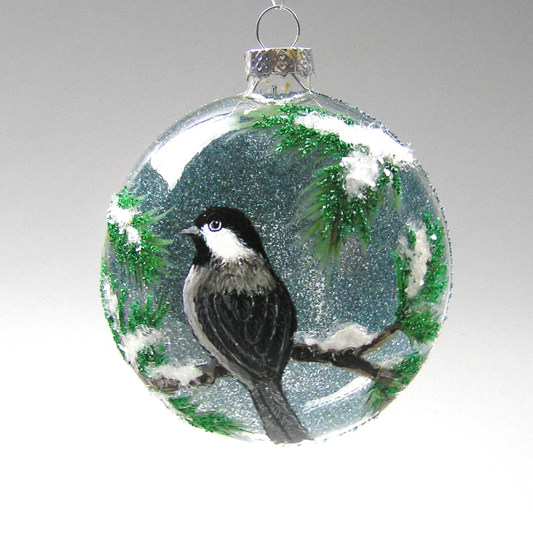 Chickadee Ornament Hand Painted Bird Ornament Unique Handmade Etsy
