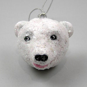 Handmade Sparkly Polar Bear Christmas Ornament