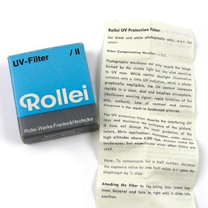 Vintage Rollei Bay 2 UV Filter Box with Instructions