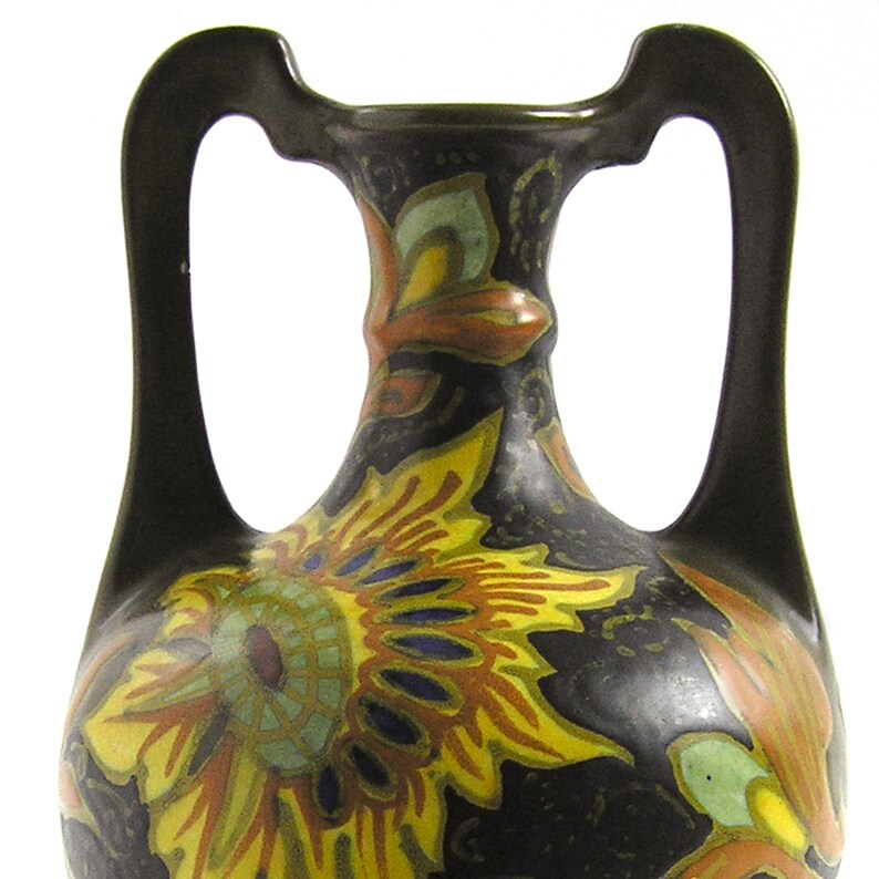 1926 Gouda Pottery Sunflower Vase Rembrandt Holland Double Etsy