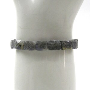Labradorite Stretch Bracelet Gray Stone Bracelet Fits 6 1/2 Inch Wrists