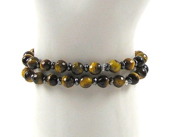 Tiger Eye Bracelet with Hematite Spacers (6.5-7 inch)