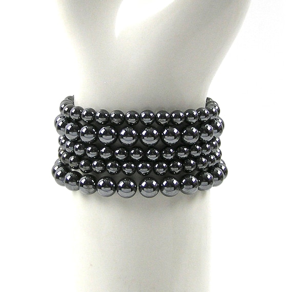 Women’s Black Hemitite bead stretch Watch Band Hematite Tiger Eye Black Obsidian Stainless Steel Beaded  main image 4