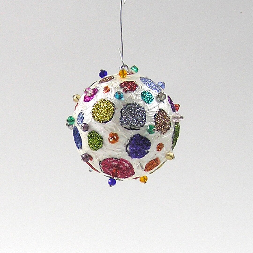 Beaded Ball Ornament 2 Inch Styrofoam Ball Multi Color Etsy