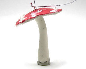 Mushroom Christmas Ornament Handmade Clay