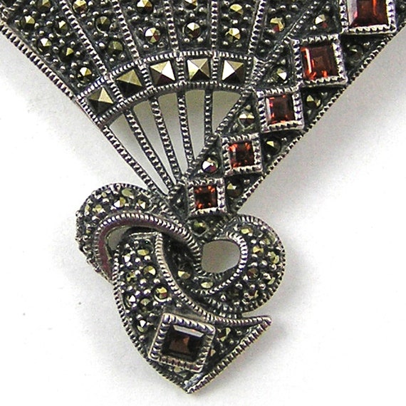 Judith Jack Fan Brooch Sterling and Marcasite Pin - image 2