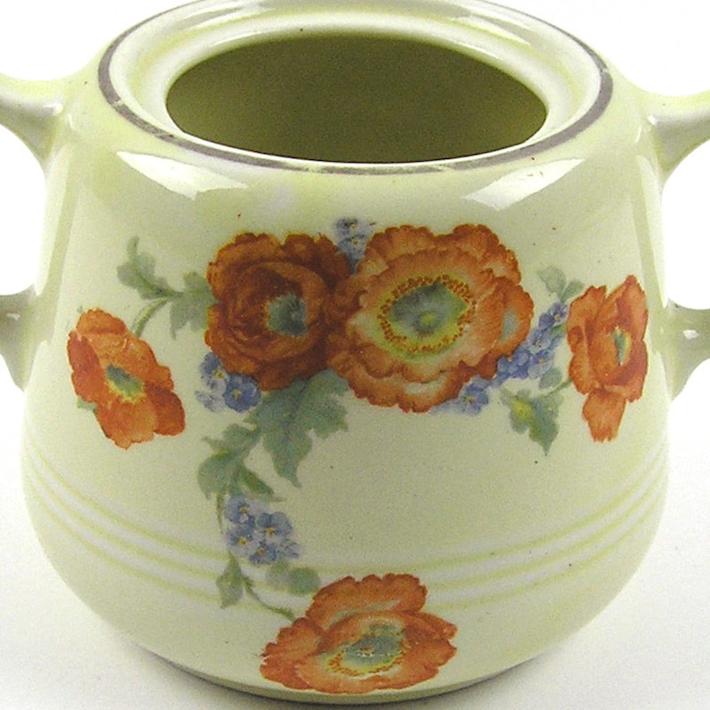 Vintage 1940s Hall Orange Poppy Sugar Bowl Hall Great American Sugar