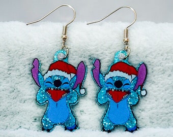 Stitch Christmas Glitter Earrings