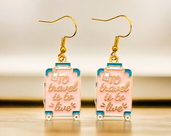 To Travel Is To Live Suitcase Earrings