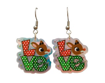 Rudolph The Red Nose Reindeer Iridescent Earrings