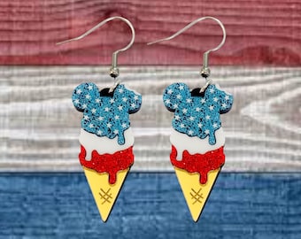 Americana Mickey Ice Cream Mouse Head Earrings