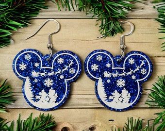 Mickey And Minnie Christmas Eve Mouse Head Earrings