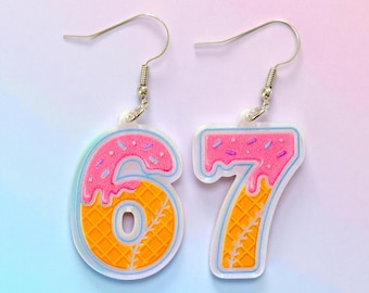 6 7 Orecchini a forma di gelato da baseball
