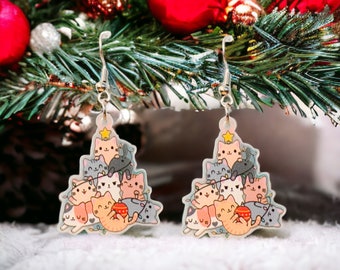 Christmas Tree Kitty’s Cat Earrings