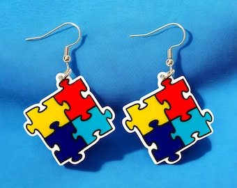 Puzzle Pieces Autism Awareness Earrings