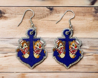 Chip And Dale Cruise Ship Anchor Earrings
