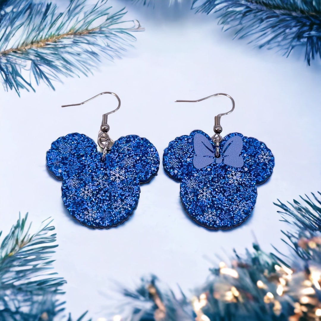 Schneeflocke Micky und Minnie Maus Kopf Ohrringe - Etsy.de
