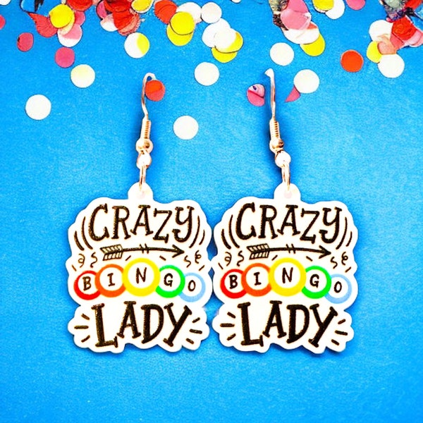 Crazy Bingo Lady Earrings