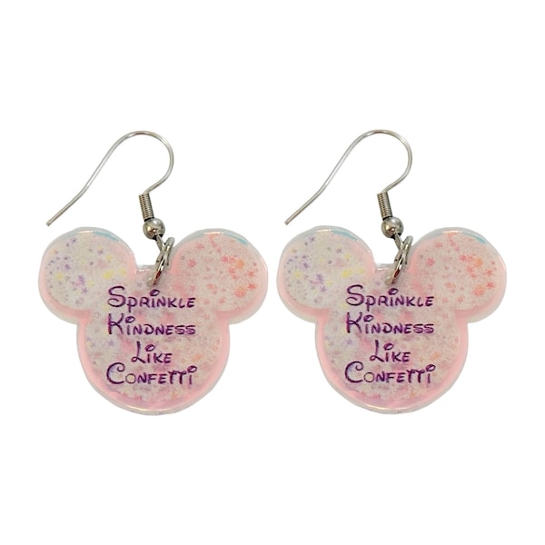 Iridescent Sprinkle Kindness Like Confetti Mouse Head Earrings