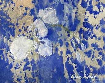 Abstract Blue Serenity Watercolor Painting on Rice  Paper hand made card printed on fine linen paper.