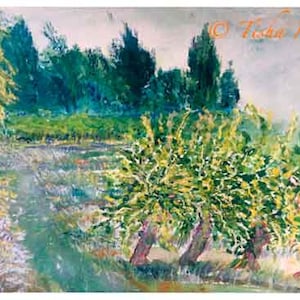 Francia Vigneto Pittura su carta ad acquerello carta fatta a mano carta stampata su carta di lino fine.