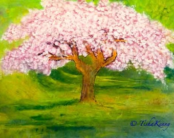 From Sand Dunes to Cherry Trees Painting on Rice Paper hand made card printed on fine linen paper.