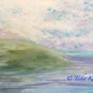 Vergadering van Sky & Water Painting on Rice Paper handgemaakte kaart gedrukt op fijn linnen papier.